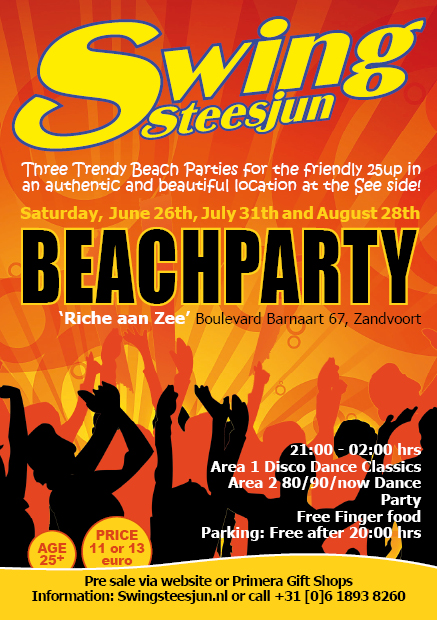 Beachparty rich-aan-zee, dansen, stappen, randstad, haarlem, leiden, amsterdam, 25+